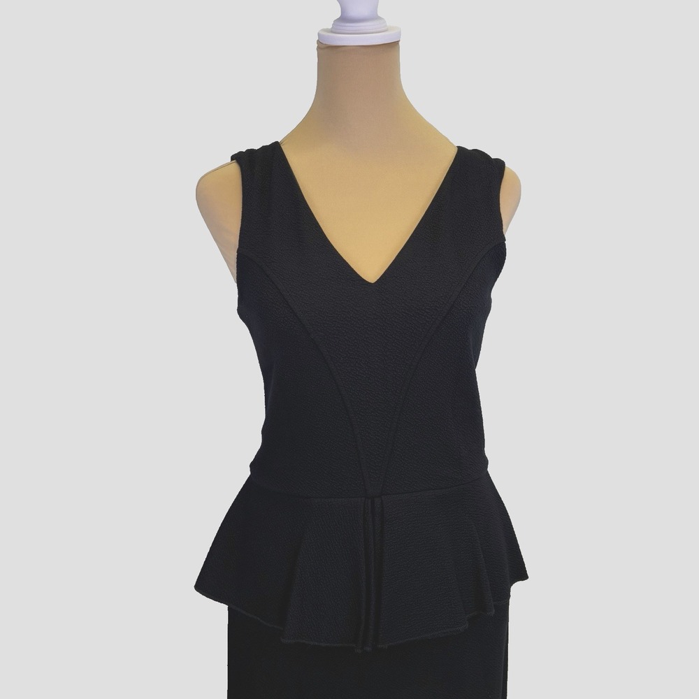 Ganni Miss Marple Peplum Dress Size Medium Black Capsule Staple Classic‎ Classy - Picture 2 of 13